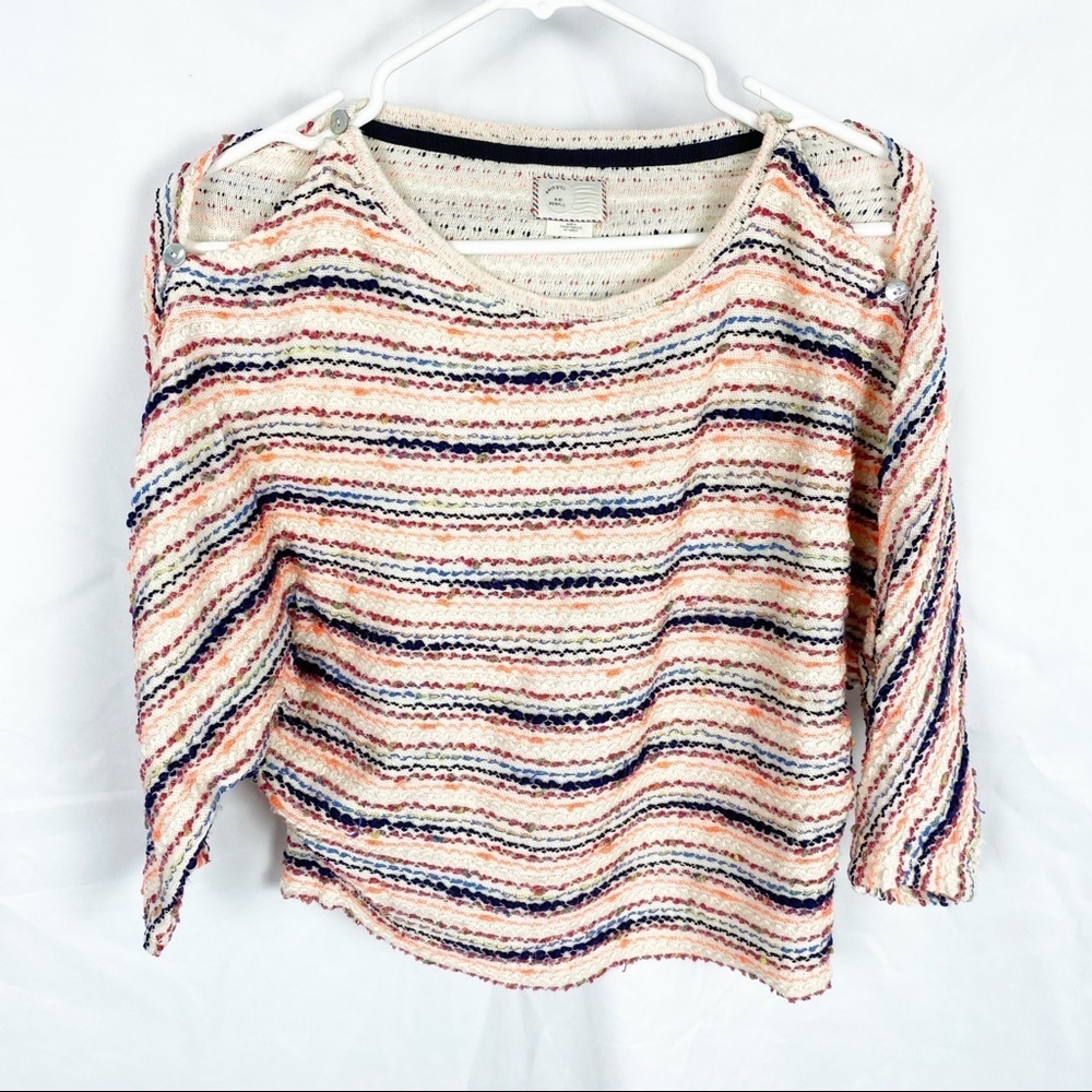 ANTHROPOLOGIE Cropped Open Arm Button Sweater